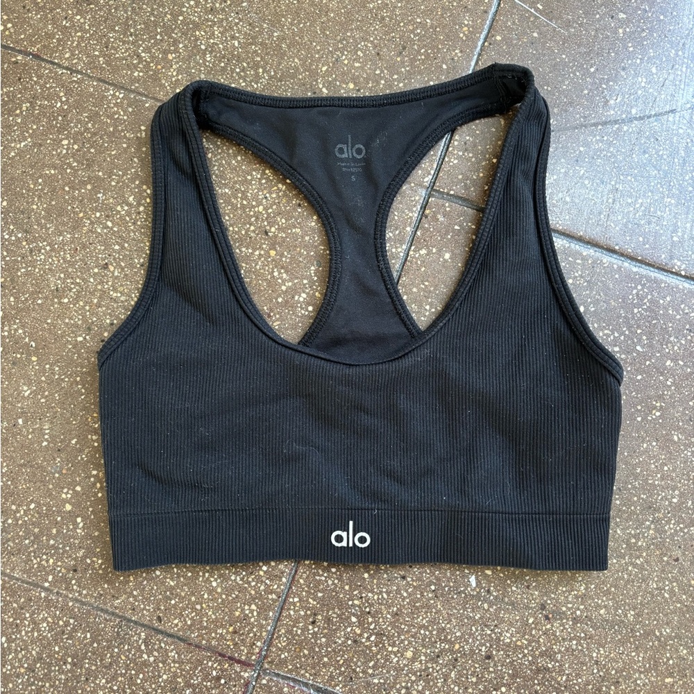 ALO Yoga Black Racerback Sports Bra